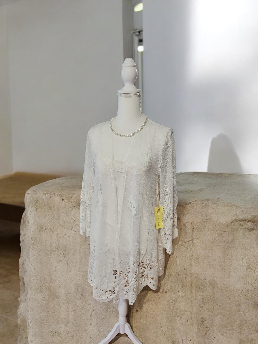 Paper Tee White Lace Swim Cover-Up Tunic